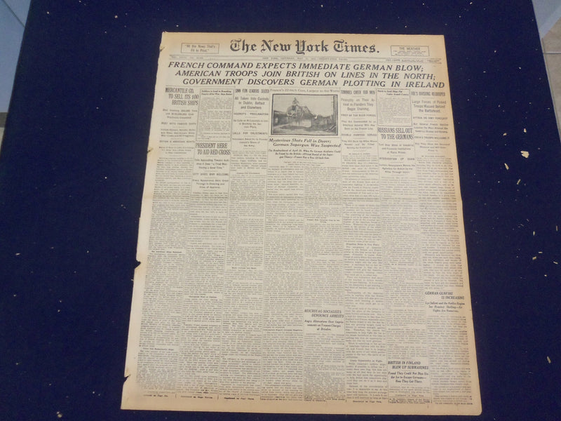 1918 MAY 18 NEW YORK TIMES - AMERICAN TROOPS JOIN BRITISH - NT 8196