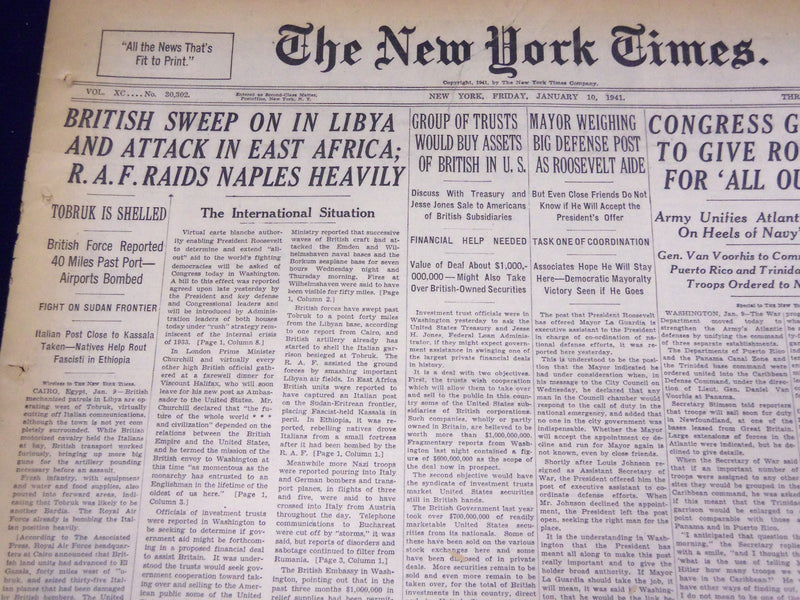 1941 JANUARY 10 NEW YORK TIMES - BRITISH SWEEP ON IN LIBYA - NT 1316