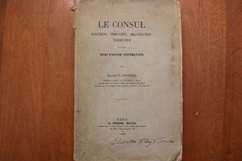 1909 LE CONSUL ESSAI D'EXPOSE SYSTEMATIQUE - INSCRIRED - SOFTCOVER BOOK - K 3191