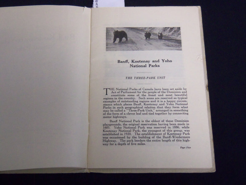 1931 BANFF KOOTENAY AND YOHO NATIONAL PARKS GUIDE BOOK - OTTAWA - J 8186