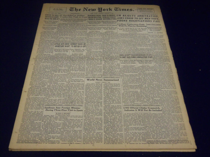 1946 MARCH 4 NEW YORK TIMES - GM REJECTS ARBITRATION - NT 3454