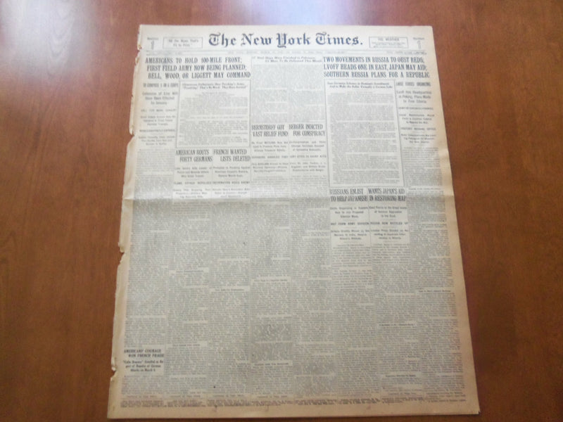 1918 MARCH 10 NEW YORK TIMES - TWO MOVEMENTS IN RUSSIA TO OUST REDS - NT 8147