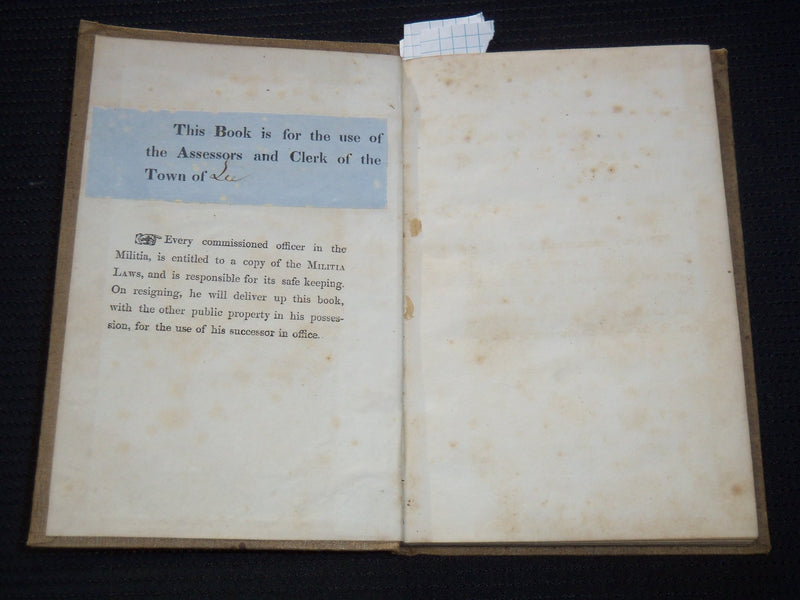 1851 MILITIA LAWS OF MASSACHUSETTS HARDCOVER BOOK BY EBENEZER W. STONE - KD 81G