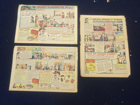 1936-1937 MELVIN PURVIS G-MAN COLOR COMICS ADS - LOT OF 3 - NP 5256