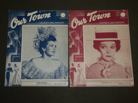 1943 OUR TOWN CHICAGO'S OWN MAGAZINE LOT OF 2 - DEMARCO - PITTS - J 3517