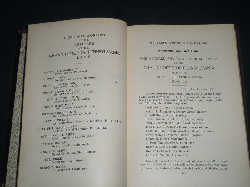 1929-1933 GRAND LODGE OF PENNSYLVANIA PROCEEDINGS BOUND VOLUME LOT OF 5- KD 1113