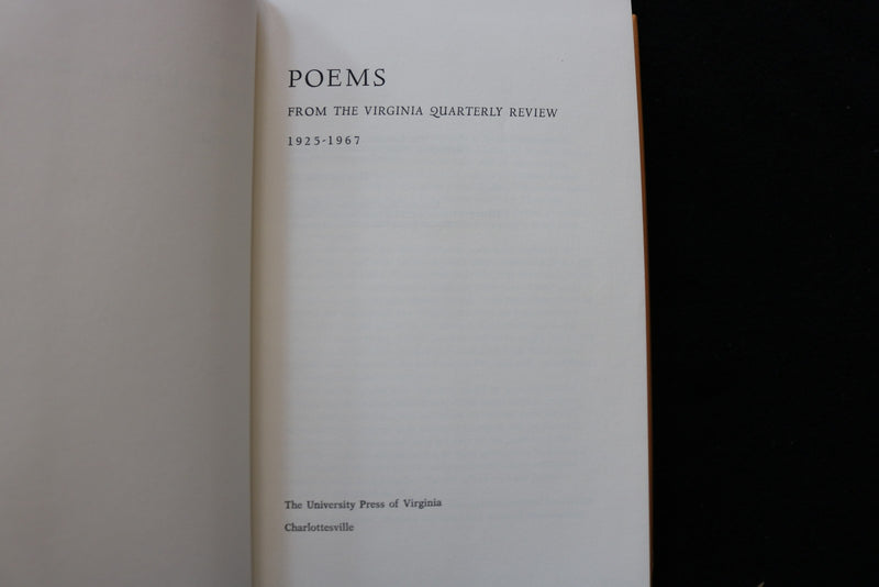 1969 POEMS FROM THE VIRGINIA QUARTERLY REVIEW 1925-1967 - HARDCOVER - KD 9794