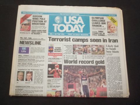 1996 AUGUST 2-4 USA TODAY NEWSPAPER - TERRORIST CAMPS SEEN IN IRAN - NP 7824