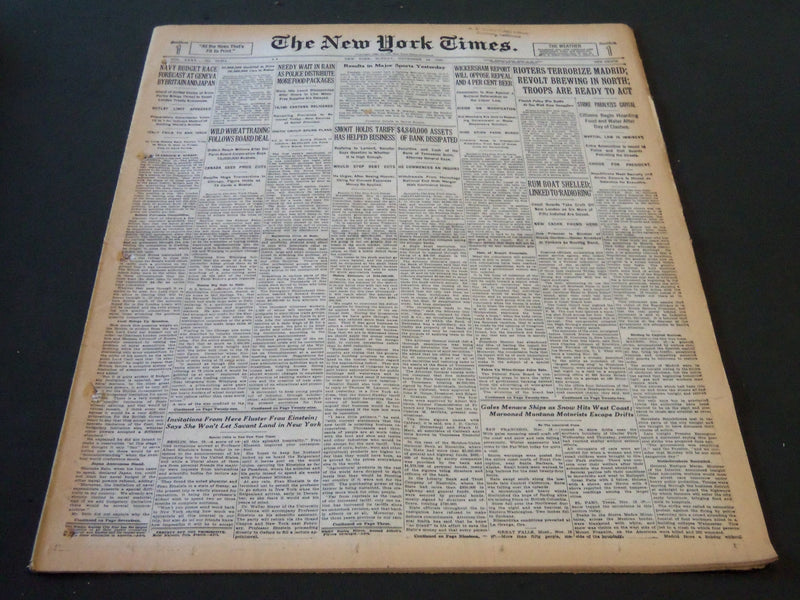 1930 NOVEMBER 16 NEW YORK TIMES - RIOTERS TERRORIZE MADRID REVOLT - NT 5661
