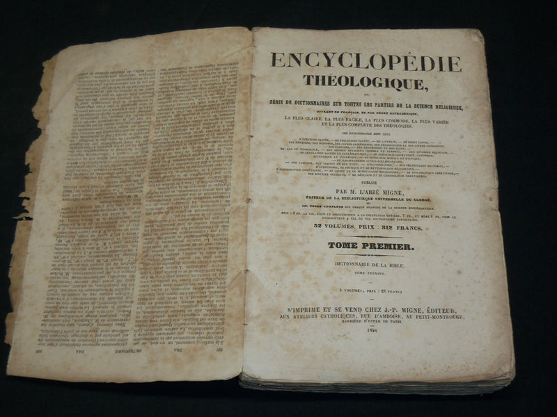 1845-1846 ENCYCLOPEDIE THEOLOGIQUE DICTIONNAIRE DE LA BIBLE LOT OF 4 - KD 4583