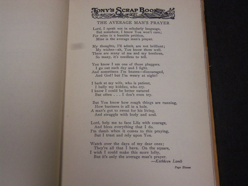 1931 TONY'S SCRAP BOOK BY ANTHONY WONS HARDCOVER BOOK - KD 80H