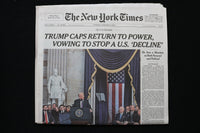 2025 JAN 21 NEW YORK TIMES - TRUMP CAPS RETURN TO POWER, VOWING TO STOP DECLINE