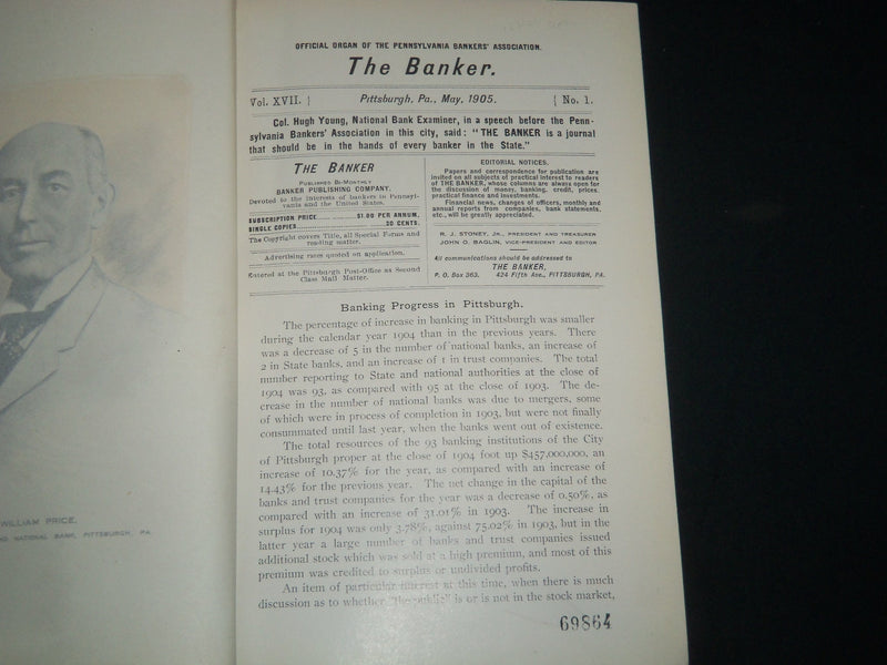 1905-1906 THE BANKER MAGAZINE OF PENNSYLVANIA BI-MONTHLY BOUND VOLUME - KD 5552