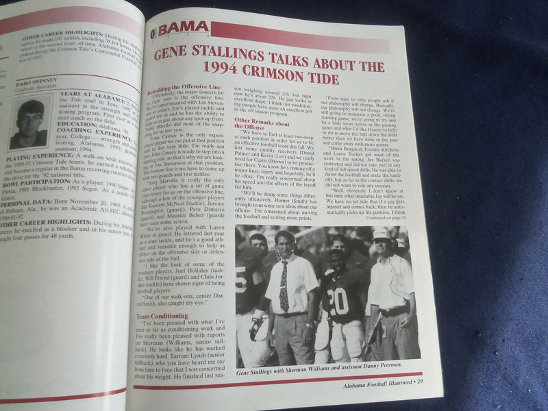 1994 ALABAMA FOOTBALL ILLUSTRATED MAGAZINE - UNIVERSITY OF ALABAMA - SP 1220Q