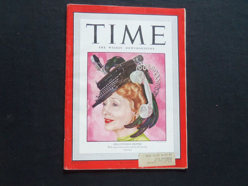 1947 JULY 28 TIME MAGAZINE - HOLLYWOOD'S HEDDA HOPPER - T 1082A