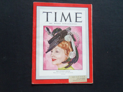 1947 JULY 28 TIME MAGAZINE - HOLLYWOOD'S HEDDA HOPPER - T 1082A