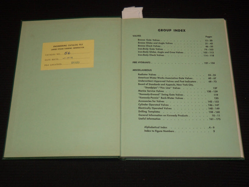 1955 KENNEDY VALVE MFG. CO. CATALOG NO. 78 - ELMIRA NEW YORK - KD 6524D