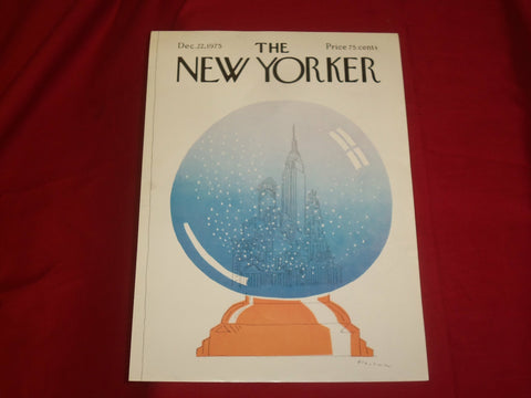 1975 DECEMBER 22 NEW YORKER MAGAZINE FRONT COVER ONLY - GREAT ART FOR FRAMING