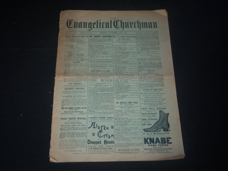 1888 DECEMBER 20 THE EVANGELICAL CHURCHMAN MAGAZINE - TORONTO - J 4201