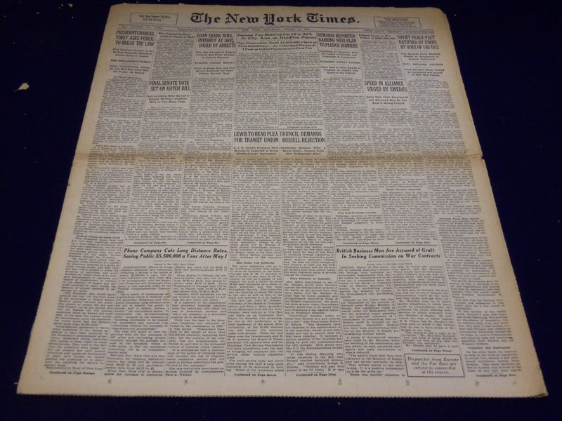 1940 MARCH 16 NEW YORK TIMES - RUMANIA BARS NAZI PLAN - NT 2886