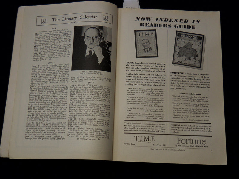 1937 WILSON BULLETIN FOR LIBRARIANS LOT OF 2 - H. W. WILSON COMPANY - K 2108