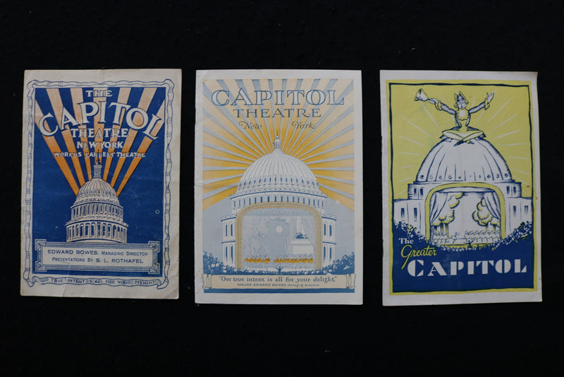 1922-1928 THE CAPITOL THEATRE MOVIE PROGRAMS - LOT OF 3 - JOHN GILBERT - K 1956