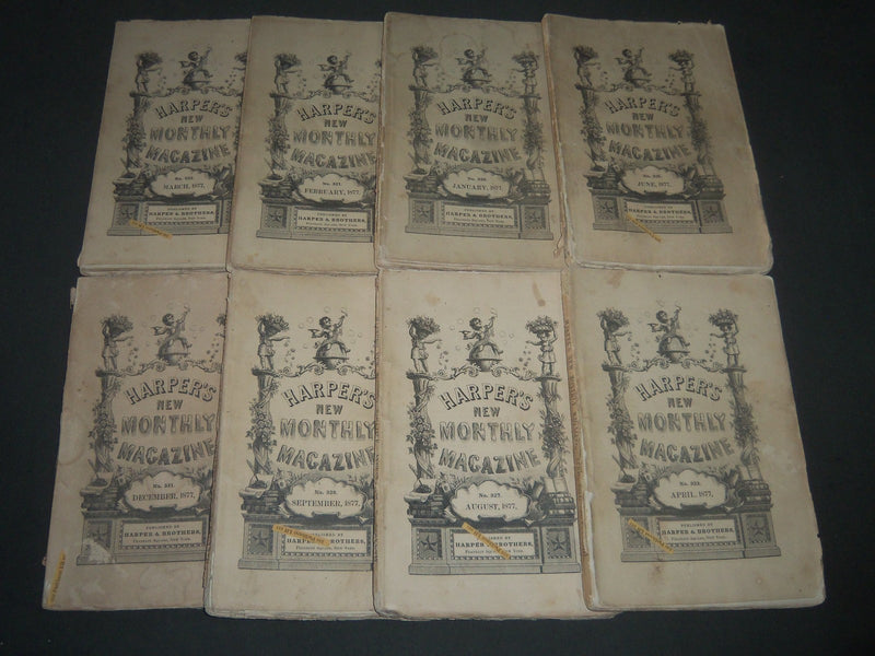 1877 HARPER'S MONTHLY MAGAZINE LOT OF 8 ISSUES - NICE ILLUSTRATIONS- WR 503