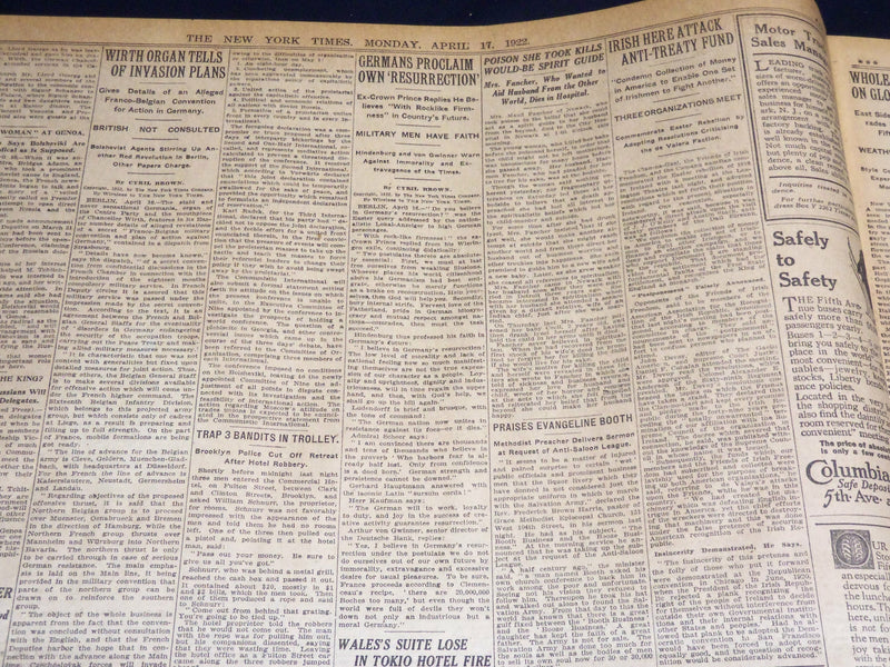 1922 APRIL 17 NEW YORK TIMES - LLOYD GEORGE TERMS MAY BE ACCEPTED - NT 8583