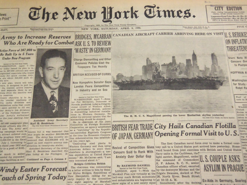1950 APRIL 8 NEW YORK TIMES - CITY HAILS CANADIAN FLOTILLA - NT 4628