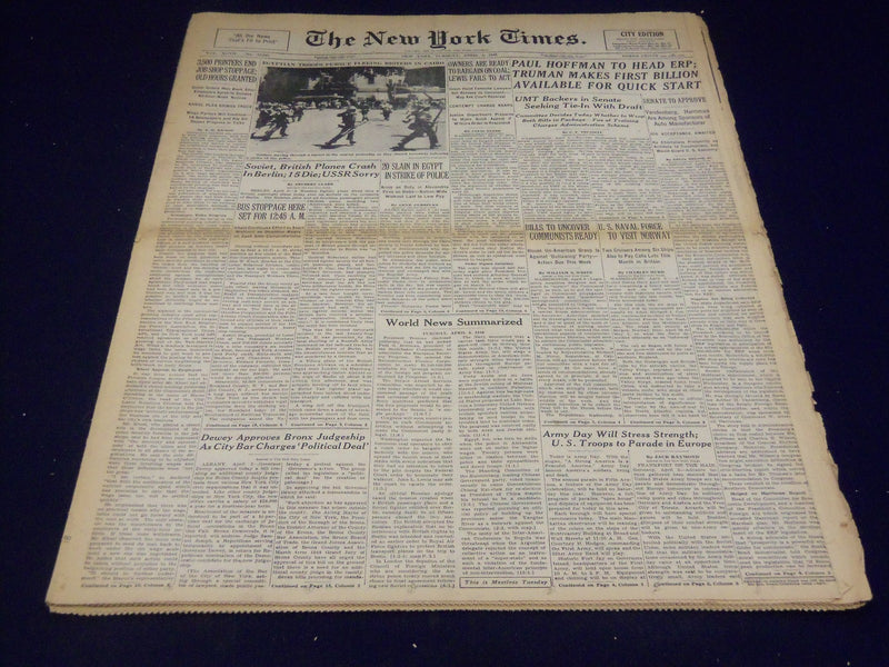 1948 APRIL 6 NEW YORK TIMES - PAUL HOFFMAN TO HEAD ERP - NT 3609