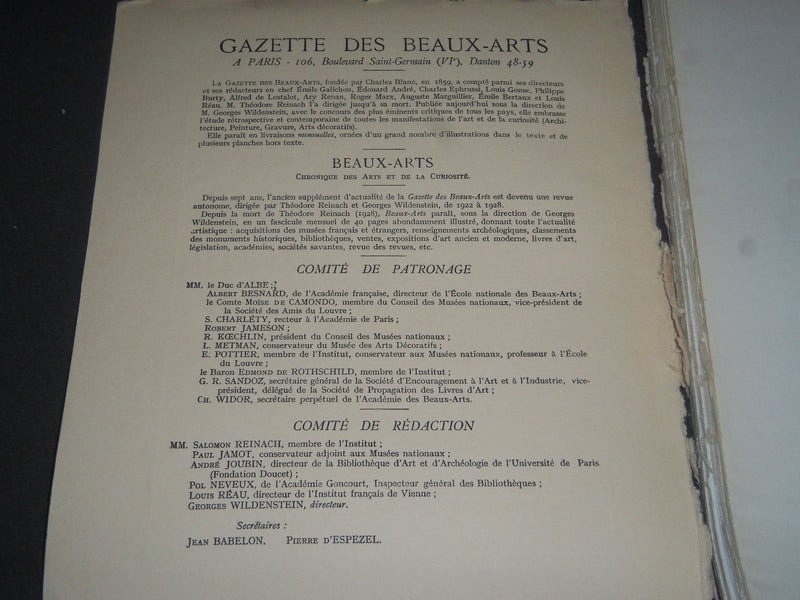 1932 GAZETTE DES BEAUX-ARTS FRENCH MAGAZINE LOT OF 11 - COMPLETE YEAR - O 3035