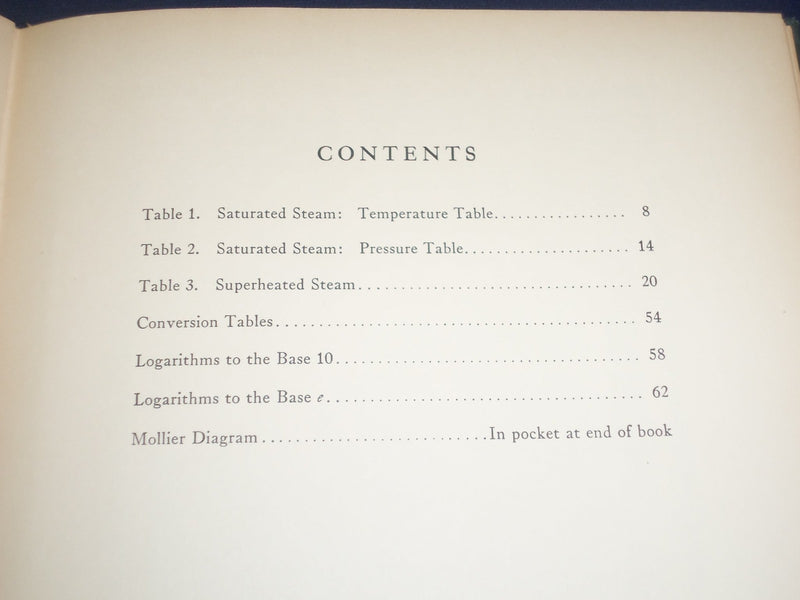1930 STEAM TABLES & MOLLIER DIAGRAM BOOK BY JOSEPH H. KEENAN - INFO. - KD 2429