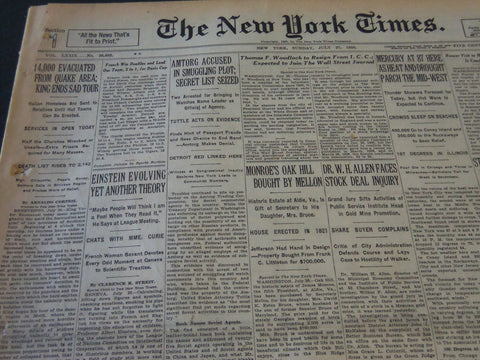 1930 JULY 27 NEW YORK TIMES - EINSTEIN EVOLVING YET ANOTHER THEORY - NT 5750
