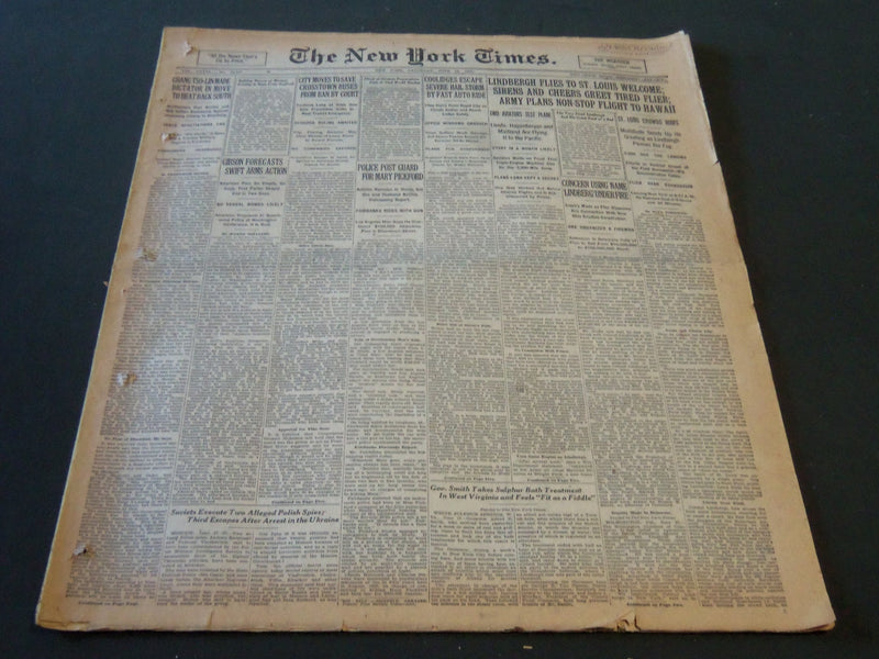 1927 JUNE 18 NEW YORK TIMES - LINDBERGH FLIES TO ST. LOUIS WELCOME - NT 6282