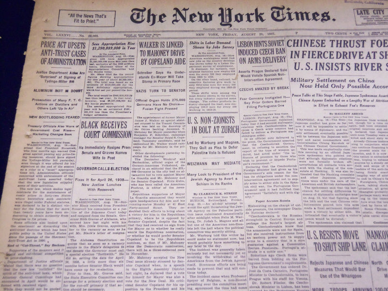 1937 AUGUST 20 NEW YORK TIMES - BLACK RECEIVES COURT COMMISSION - NT 3030