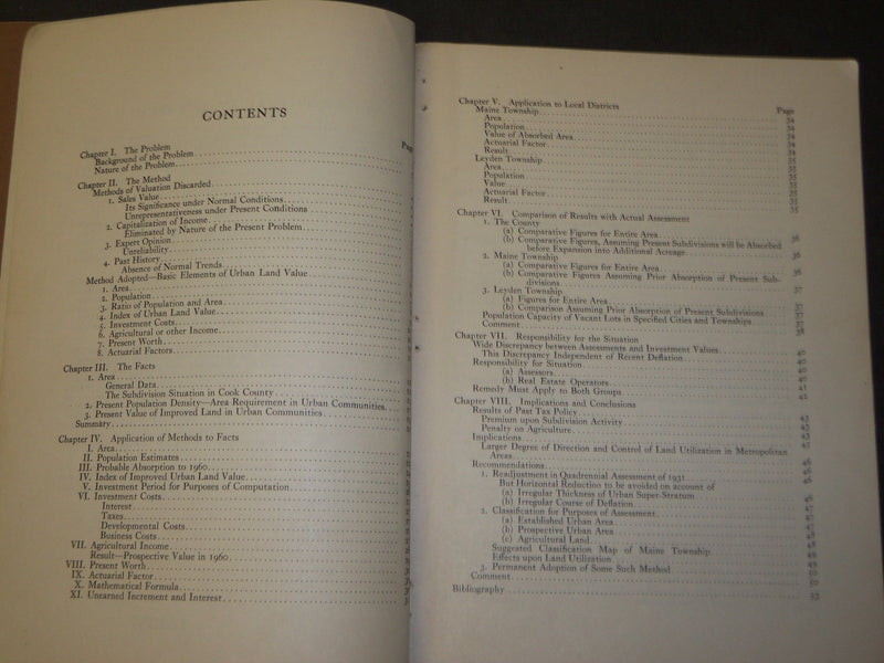 1931 THE VALUATION OF VACANT LAND IN SUBURBAN CHICAGO AREAS BOOK - J 3512