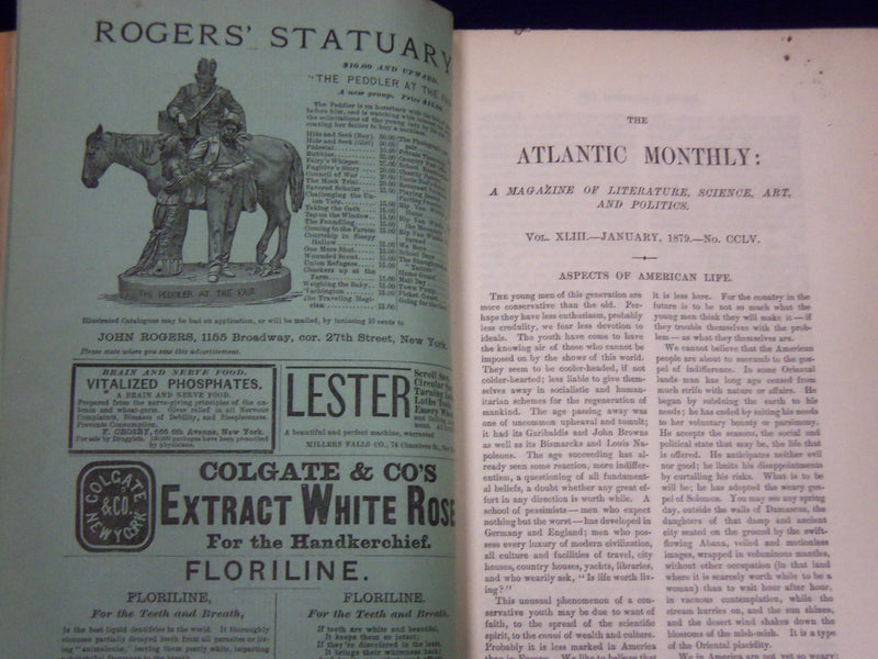 1879 THE ATLANTIC MONTHLY MAGAZINE LOT OF 9 - HENRY W. LONGFELLOW - WR 309