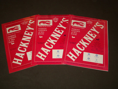 1956-1957 HACKNEY'S RESTAURANT MENUS LOCATED IN ATLANTIC CITY NEW JERSEY- O 2282