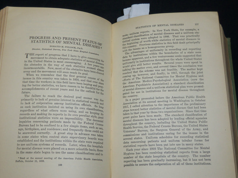 1927 MENTAL HYGIENE QUARTERLY MAGAZINE BOUND VOLUME NO. 11 - SIGNED - KD 2756W