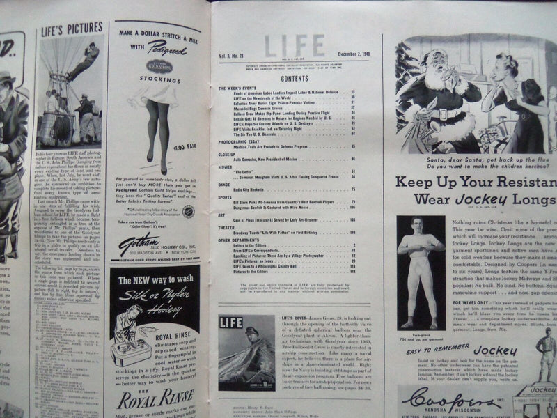 1940 DECEMBER 2 LIFE MAGAZINE - BALLOONISTS - L 211