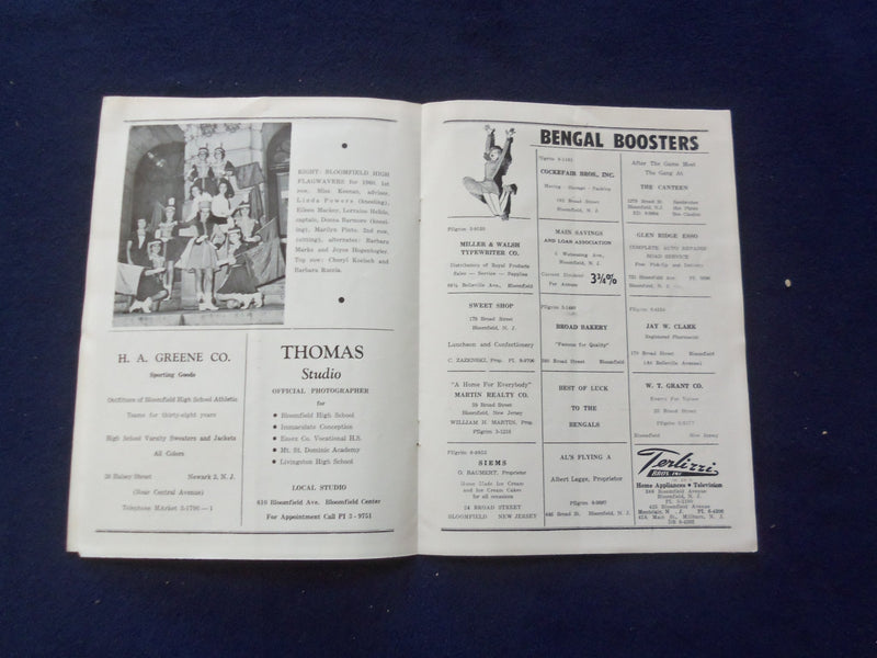 1960 OCT 1 HIGH SCHOOL FOOTBALL PROGRAM - BLOOMFIELD HS VS. BELLEVILLE - J 8448