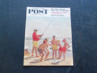 1956 SEPT 1 THE SATURDAY EVENING POST MAGAZINE- FISHING AT BEACH COVER - SP 2111