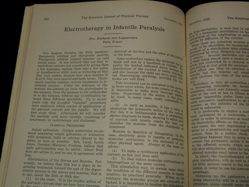 1929 DECEMBER THE AMERICAN JOURNAL OF PHYSICAL THERAPHY MAGAZINE - K 2164