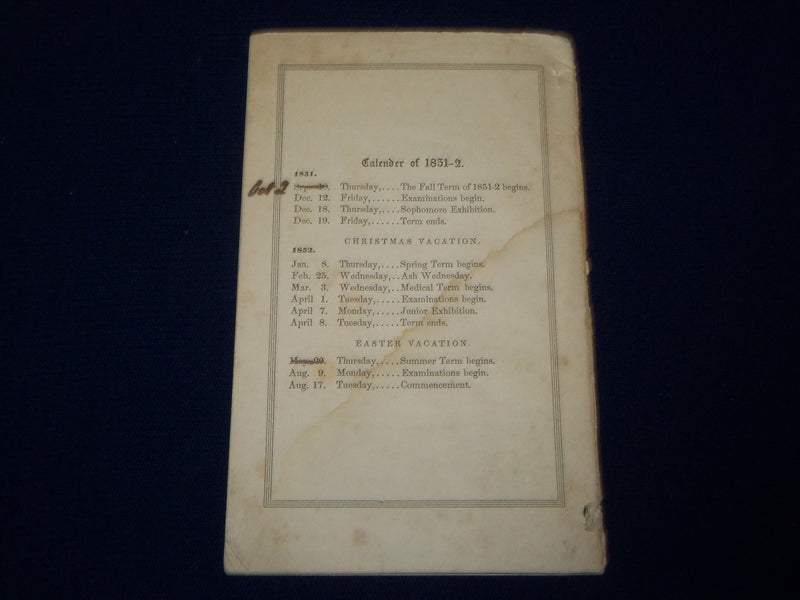 1850-1851 REGISTER OF GENEVA COLLEGE - SOFTCOVER - J 4572