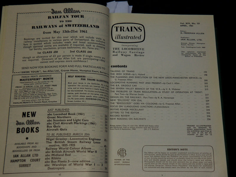 1961 TRAINS ILLUSTRATED MAGAZINE BOUND VOLUME - PUB. IN THE U. K. - KD 6337