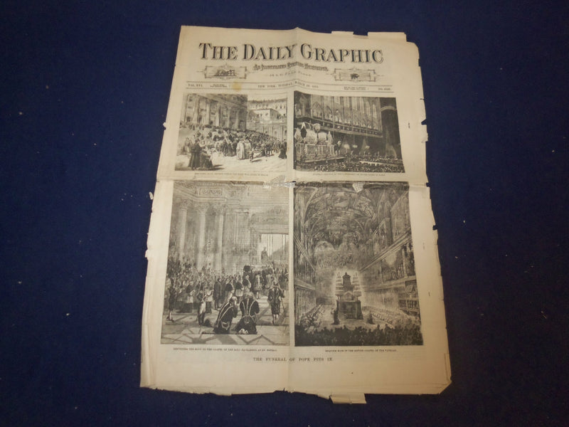 1878 MARCH 19 THE DAILY GRAPHIC - PIUS IX FUNERAL - AMERICAN COLLEGE - NP 5074
