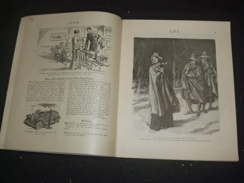 1924 NOVEMBER 20 LIFE MAGAZINE - THANKSGIVING NUMBER - BIRCH-BARK NEWS - ST 6505