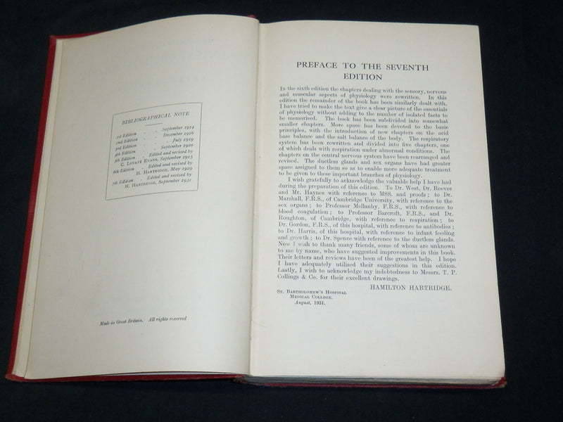 1931 ESSENTIALS OF PHYSIOLOGY BOOK BY BAINBRIDGE & MENZIES - 5TH EDN - KD 2761Y