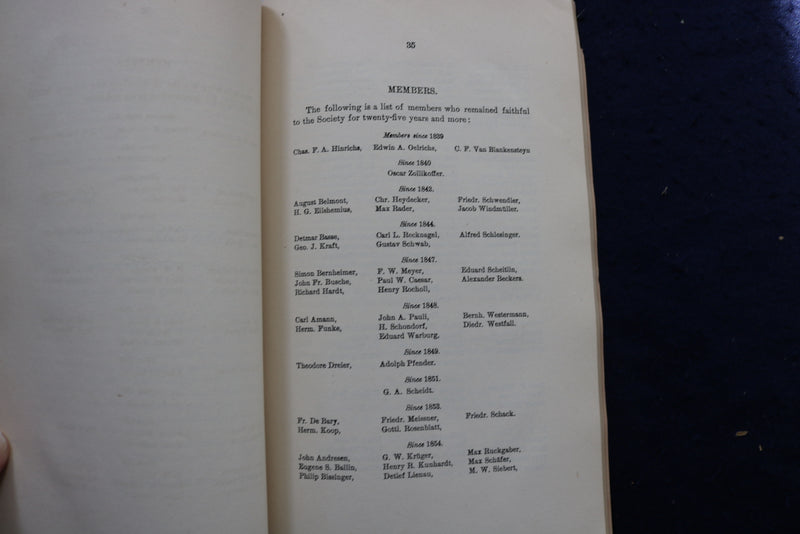 1885 JANUARY THE GERMAN SOCIETY OF NEW YORK - ANNUAL REPORT - SOFTCOVER - K 995