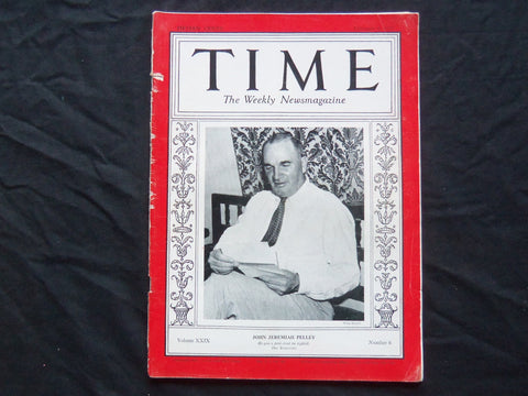 1937 FEBRUARY 8 TIME MAGAZINE - JOHN HEREMIAH PELLEY - T 551